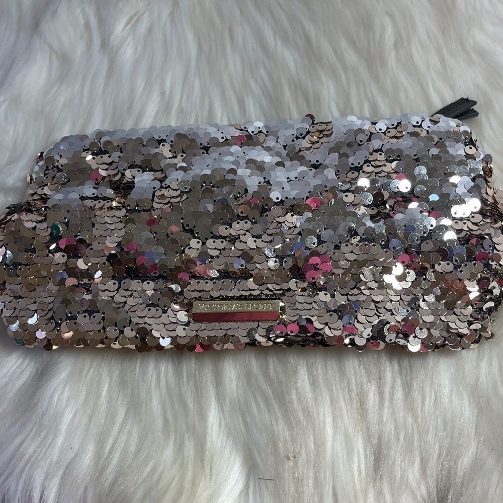 Victoria's Secret Silver Sequin Clutch/Make Up Bag